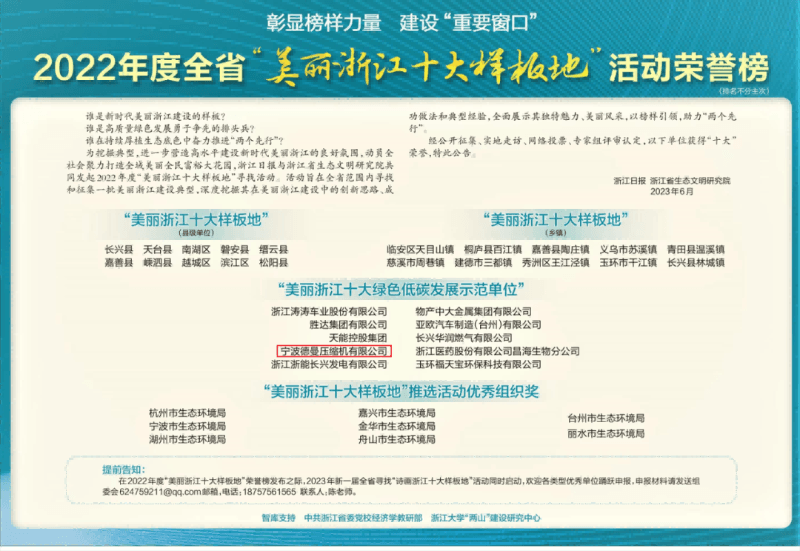 美麗浙江十大綠色低碳發展示範單位